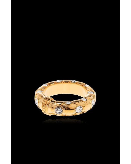 Versace Metallic Ring With Shimmering Crystals
