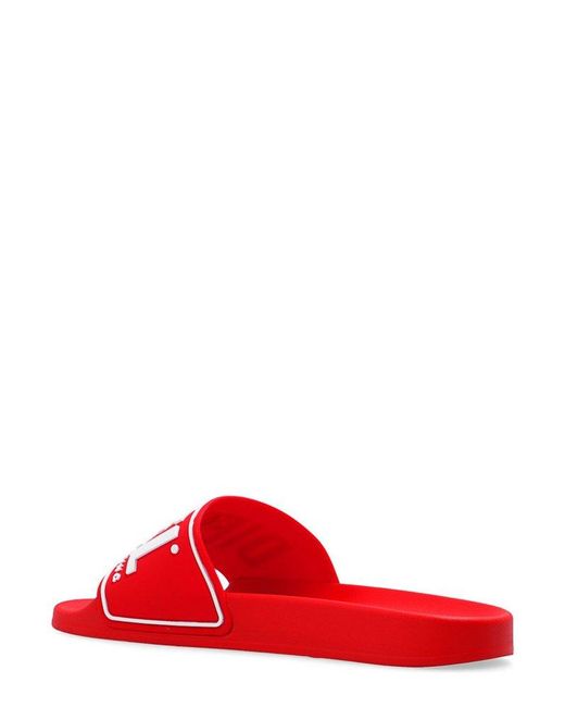DIESEL Red Sa-mayemi Cc Logo Embossed Pool Slides for men