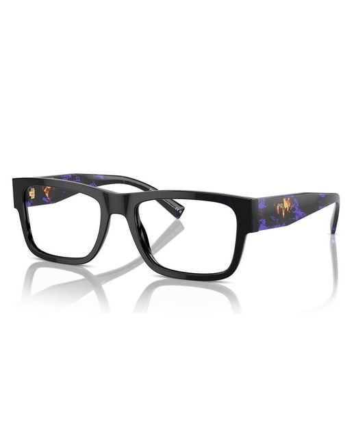 Prada Black Rectangular Frame Glasses for men