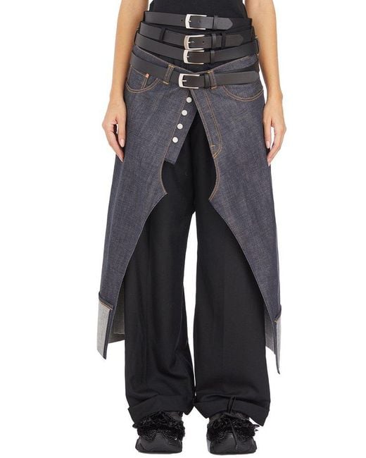 Junya Watanabe Blue Layered Belted Pants