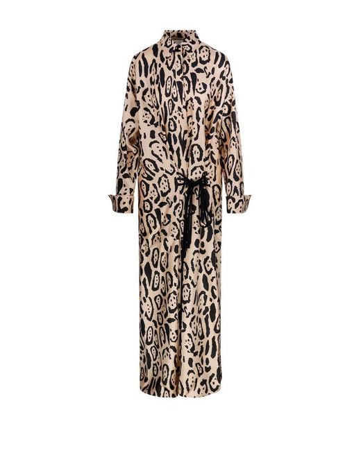 Sportmax White Astoria All-Over Patterned Tie Waist Dress