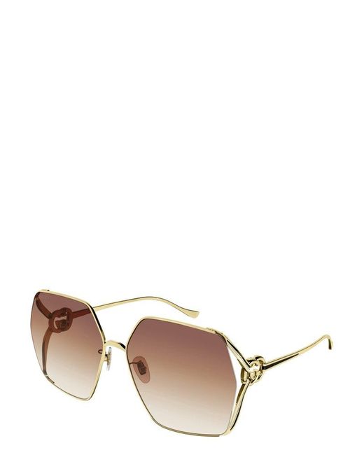 Gucci Metallic Oversized Rectangular Sunglasses