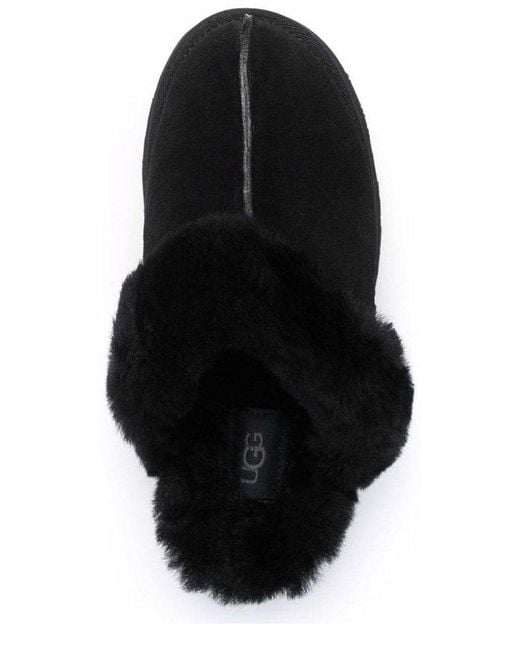 Ugg Black Disquette Logo Embossed Platform Slippers