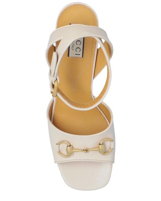 Gucci White Leather Heeled Sandals,