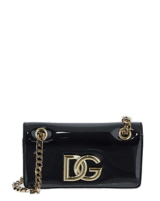 Dolce & Gabbana Black Dg Logo Plaque Phone Bag