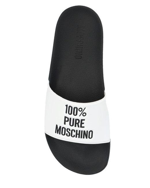 Moschino Black Logo-embossed Slides