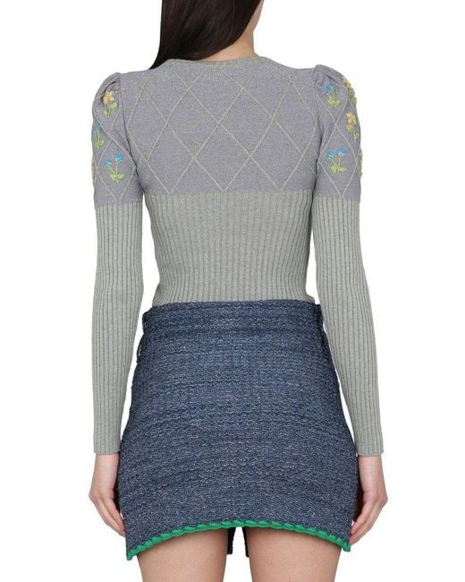 Cormio Gray Oma Floral Embroidered Jumper