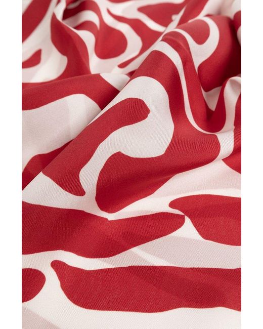 Moschino Red Silk Scarf,