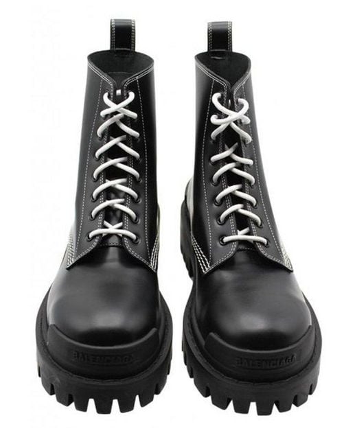 Balenciaga Black Strike Lace-up Boots