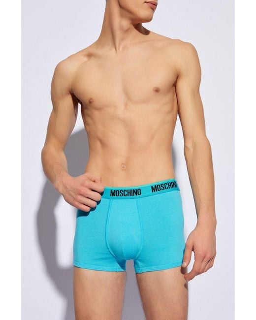 Moschino Blue Branded Boxers Two-pack, for men