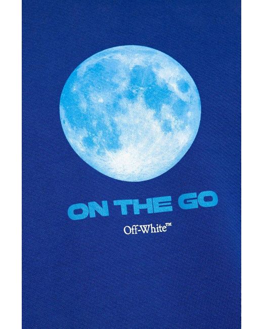 Off-White c/o Virgil Abloh Blue Logo Printed Crewneck Sweatshirt for men