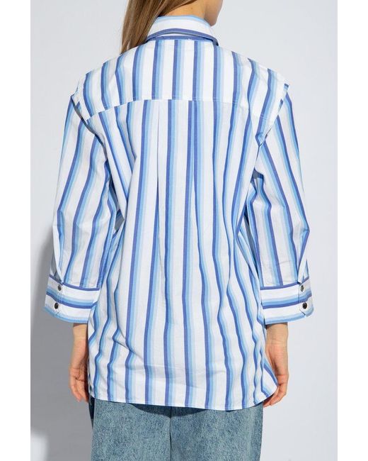 Ganni Blue Striped Pattern Shirt