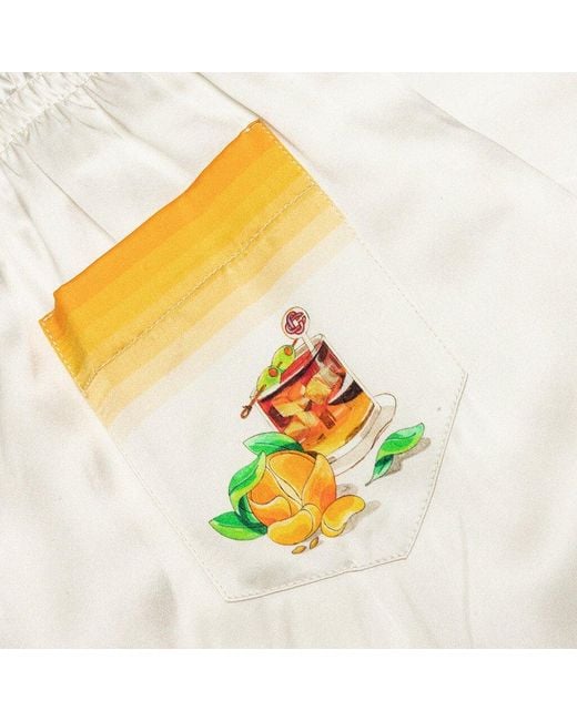 Casablanca Yellow Printed Drawstring Satin Shorts for men