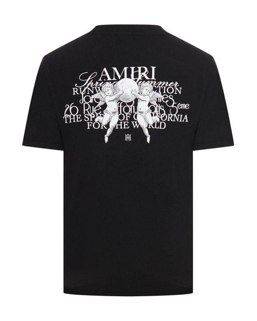 Amiri Black Logo Printed Crewneck T-shirt for men