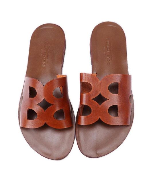 Ballantyne Brown Round-toe Slip-on Sandals