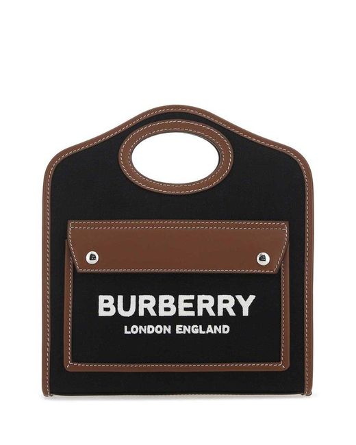 Burberry Leather Logo Embroidered Cutout Tote Bag in Black Lyst Canada