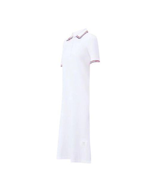 Thom Browne White Rwb Striped Short Sleeved Polo Dress