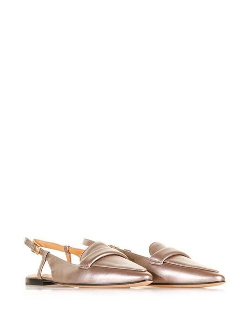 Pomme D'or Metallic Pointed-toe Slingback Flat Shoes