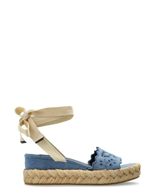 Jimmy Choo Blue Arlee Wedge Ankle Strap Sandals