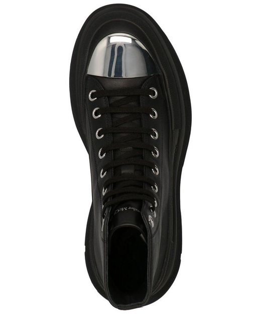 Alexander McQueen Black Tread Slick Round-toe Boots for men