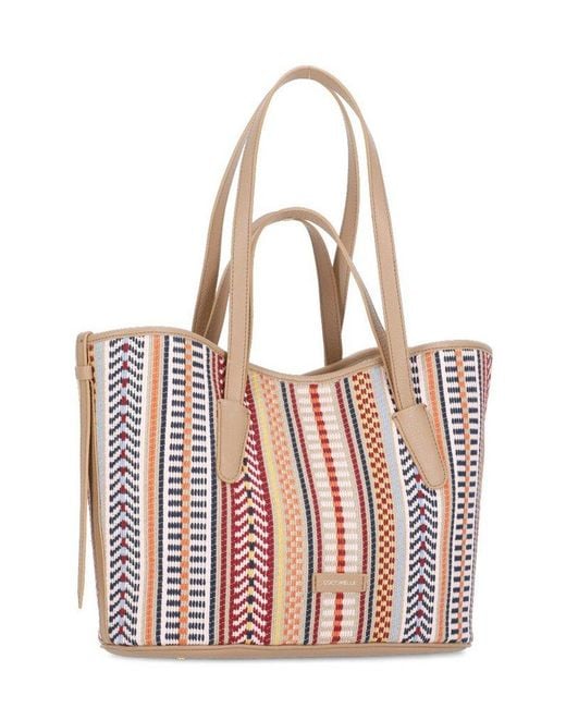 Coccinelle Red Geometric Patterned Tote Bag