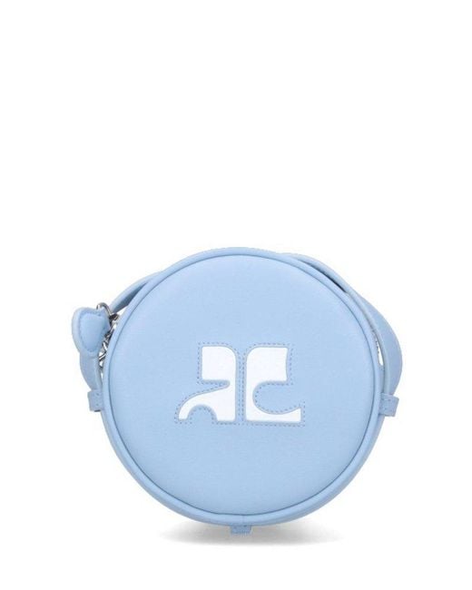 Courreges Blue Reedition Leather Mini Circle Bag