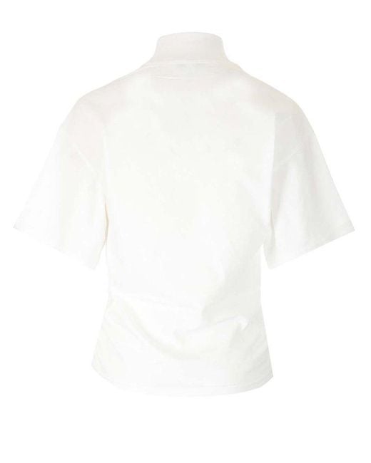 Alaïa White Cut-out Detailed Cropped T-shirt