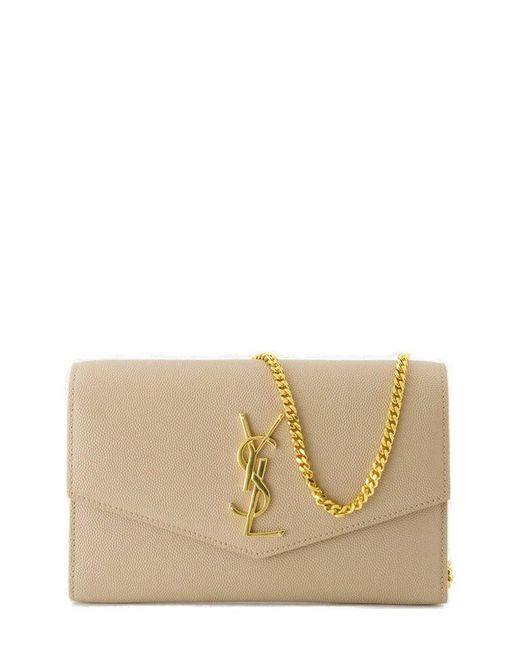 Saint Laurent Natural Uptown Chain Wallet