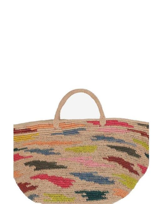 IBELIV Brown Vanilla Woven Top Handle Bag