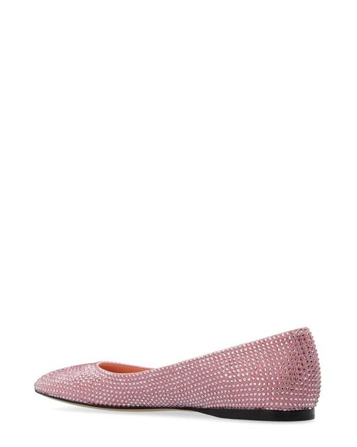 Loewe Pink Embellished Slip-on Ballerina Flats