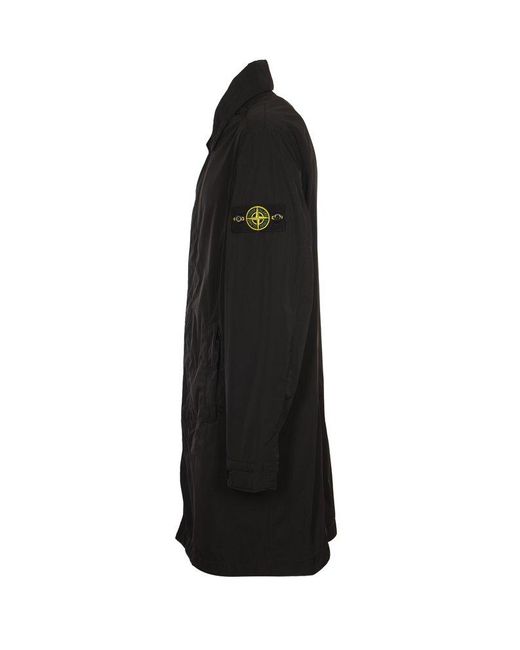Stone Island Black Logo Sleeve Coat for men