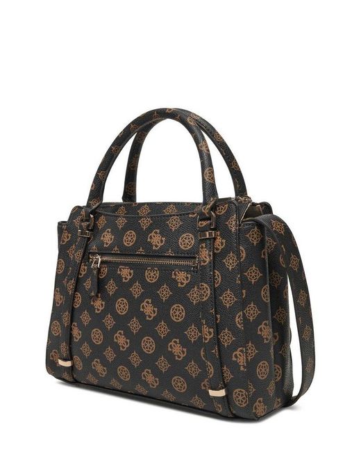 Guess Black Erica Monogram Top Handle Tote Bag
