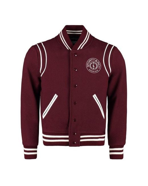 Sporty & Rich Embroidered Wool Bomber Jacket for men