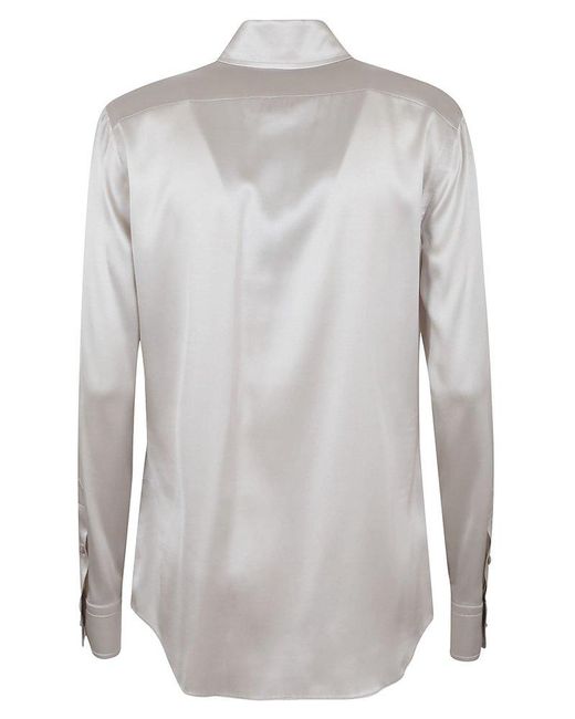 Ralph Lauren Gray Cameron-Long Sleeve-Button Front Shirt