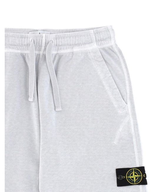 Stone Island White Logo-Patch Drawstring Shorts for men
