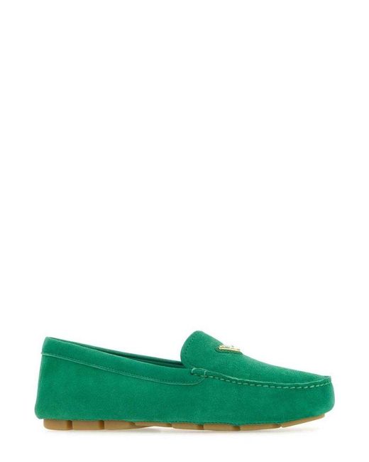 Prada Green Round-toe Slip-on Loafers