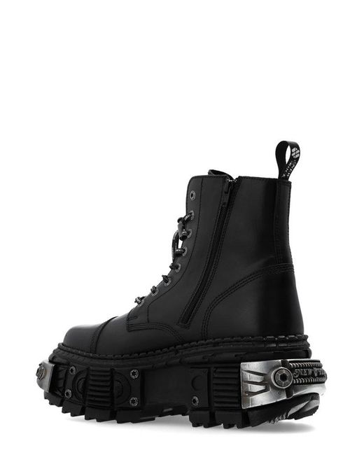 Vetements Black X New Rock Lace-up Ankle Boots for men