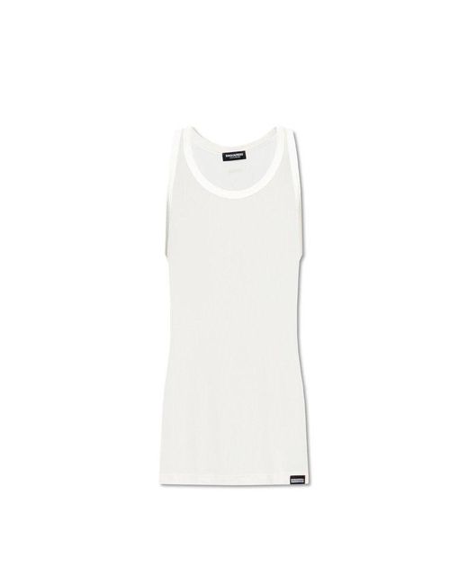 DSquared² White Logo Patch Sleeveless Vest for men