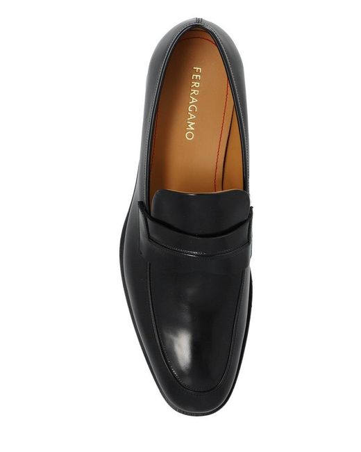 Ferragamo Black Slip-on Penny Loafers for men