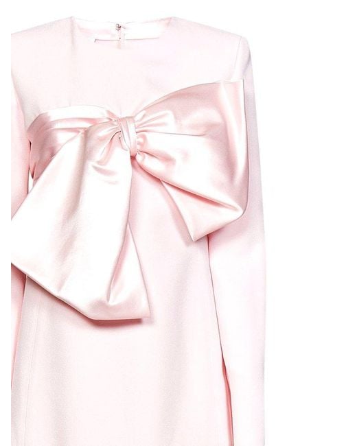 Giambattista Valli Pink Oversized Bow Crewneck Mini Dress