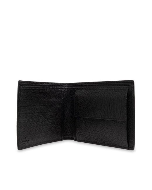 Gucci Black Folding Wallet With Logo, for men