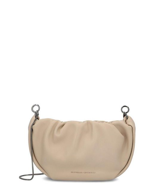 Brunello Cucinelli Natural Chain-Linked Shoulder Bag