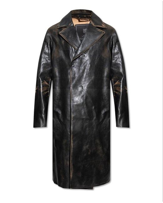 DIESEL Black Vintage-effect Buttoned Coat for men
