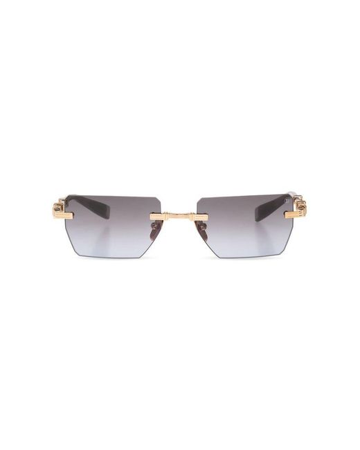 BALMAIN EYEWEAR Metallic Pierre Rectangular Frame Sunglasses