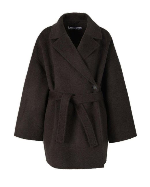 Acne Black Asymmetrical Wool Coat