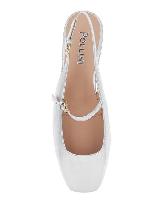 Pollini White Slingback Ballerinas With Strap