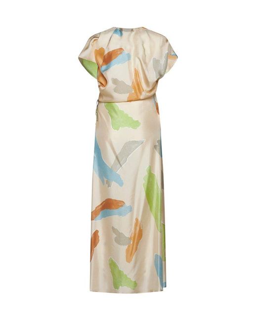 Alysi Metallic All-over Pattern Printed Midi Dress