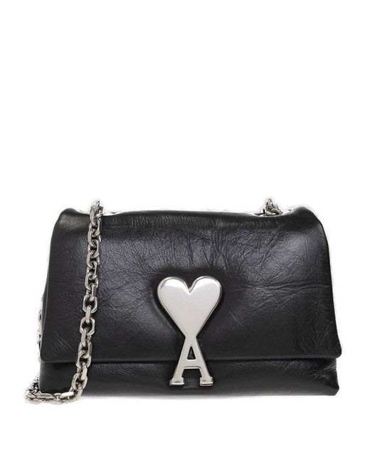 Ami Paris Voulez Vous Mini Hobo Shoulder Bag in Black | Lyst