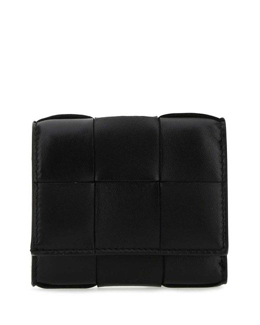 Bottega Veneta Black Cassette Tri-fold Wallet