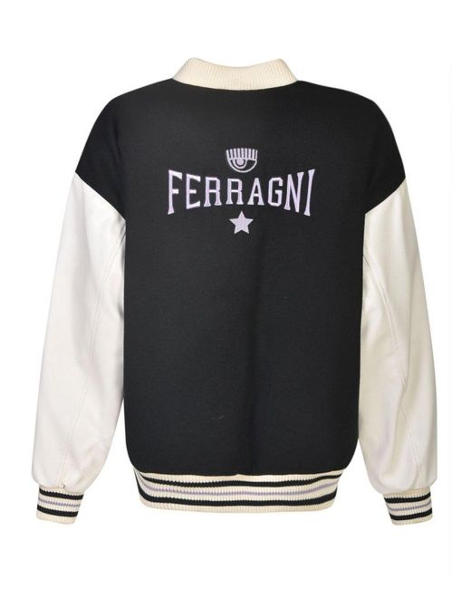 Chiara Ferragni Black Buttoned Long-sleeved Bomber Jacket